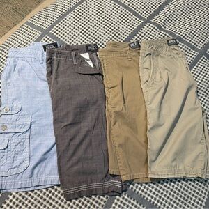 Buckle Teens Flat Front Shorts - Blue, Gray, Tan, Khaki